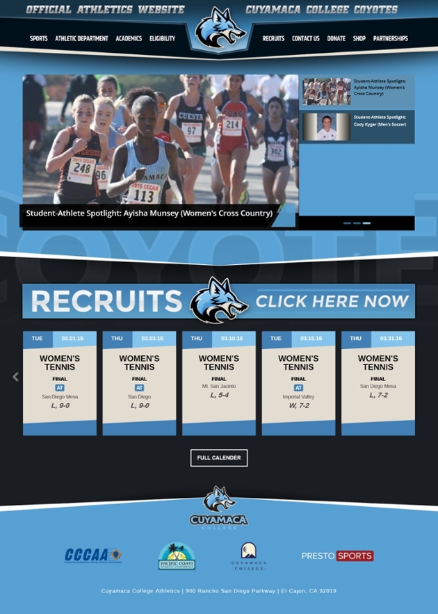 The Athletics website can be found at http://cuyamacacoyotes.com