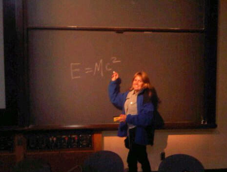 Cindy in Einstein's classroom at Princeton University 2011