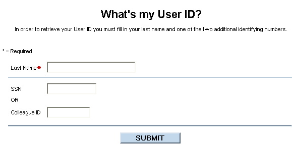 What's my User ID WebAdvisor screen shot