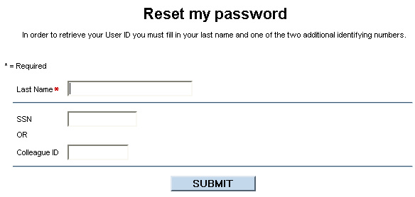 Reset my password screenshot