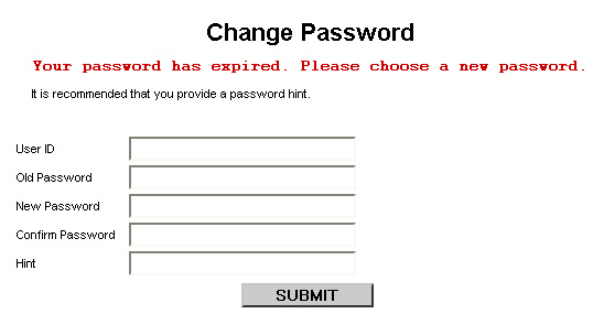 Change password screenshot